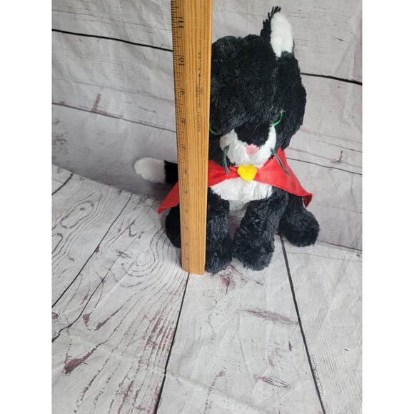 Unipak stuffed tuxedo black & white super hero cat kitty with red cape 10 inch - Picture 9 of 9